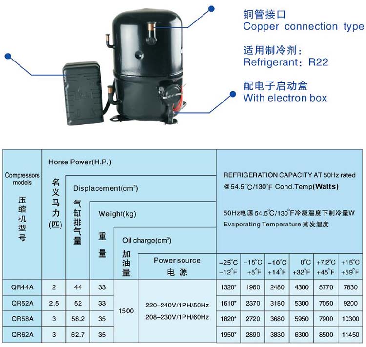 ANKANG XINGFA compressor copper connection type-R22-1PH